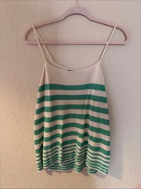 Vero Moda Green and Cream Striped Knit Cami